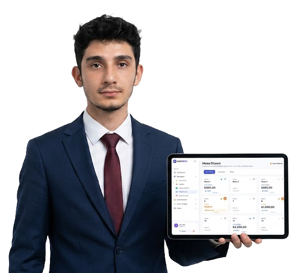 Gazimenu Sistemini Gösteren Takım Elbiseli Adam
